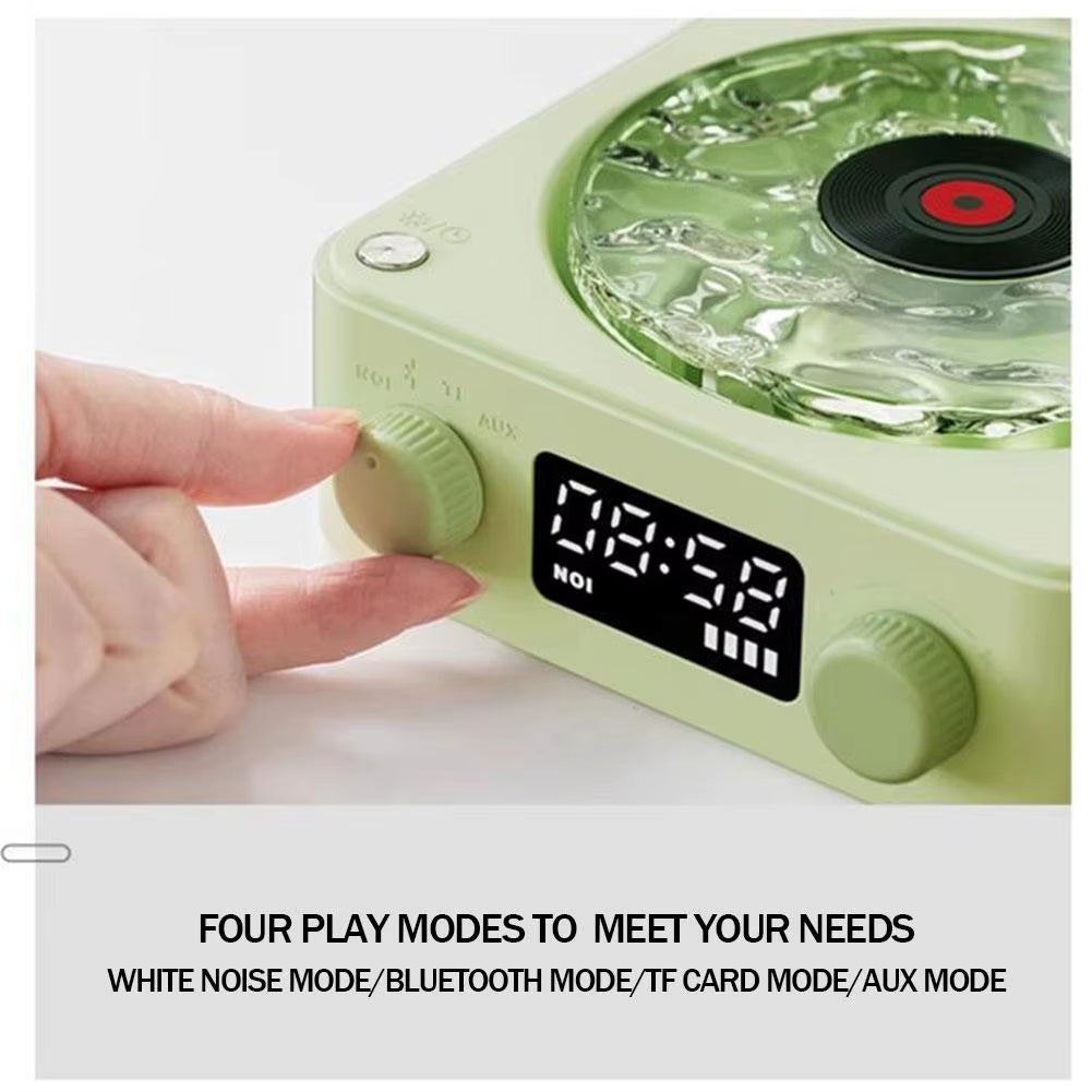 Wireless Portable Retro Vinyl Player Speaker Mini Sleep Aid Speaker with Adjustable RGB Lights for Bedroom & Office